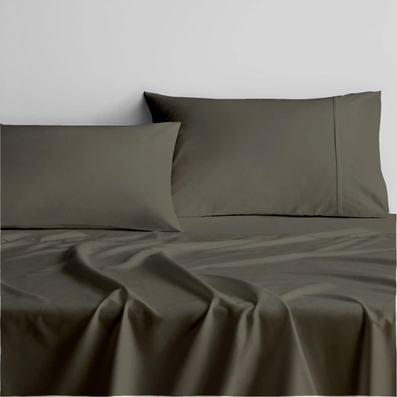 Cottingon RV King Sheets 72 x 80,Luxury Soft 100% Egyptian Cotton, 4 Pcs Camper Bedding Set to Fit Upto 15" Deep Custom RV Mattress, Dark Grey Solid - Image 1